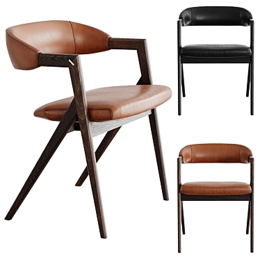 Elegant Anita Leather Dining Chair 3D model image 1 