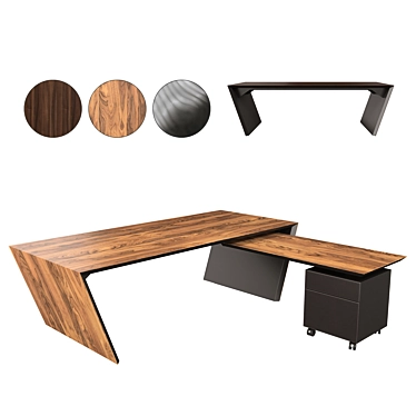 Modern Metal Wood Desk Vega 3D model image 1 