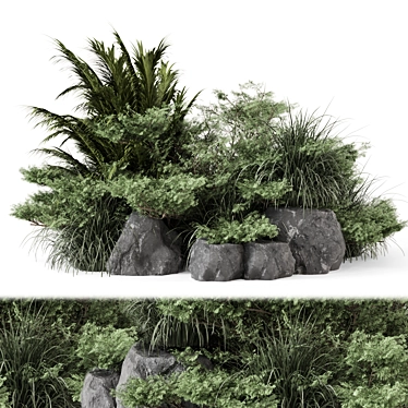 Garden Set Bush Tree Render 3D model image 1 