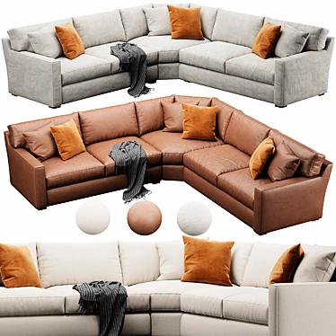 Elegant Axis Velvet Sofa 3D model image 1 