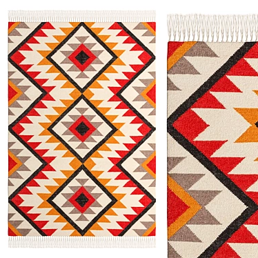 Red Hand Woven Kilim Rug 3D model image 1 