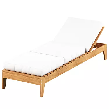 Outdoor Eucalyptus Chaise Lounge & Cushions 3D model image 1 