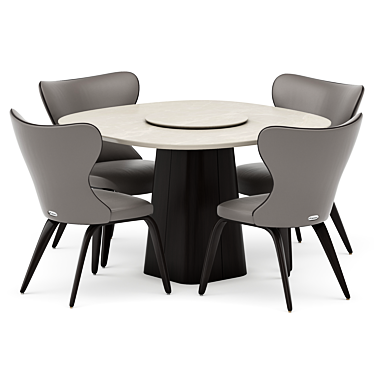 Elegance Dining Set with Apriori M Chairs 3D model image 1 