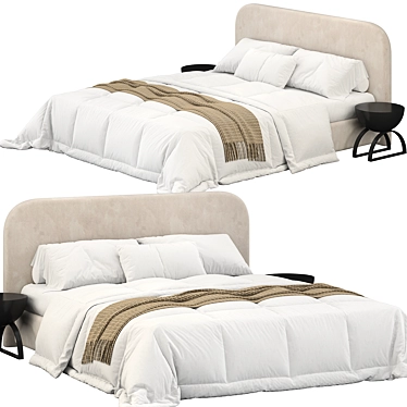 Modern Bed Keviya with UV Mapping 3D model image 1 