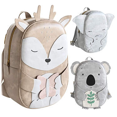 Children's Animal Backpack Set 3D model image 1 