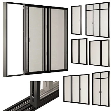 Premium Black Sliding Windows Set 3D model image 1 