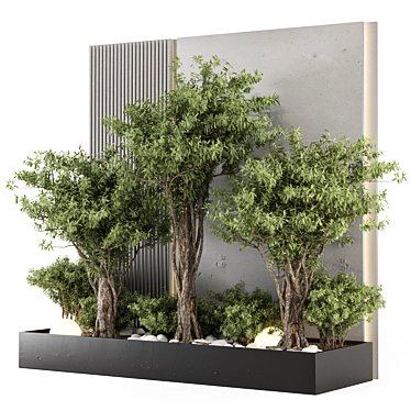 Concrete Base Indoor Wall Garden 3D model image 1 