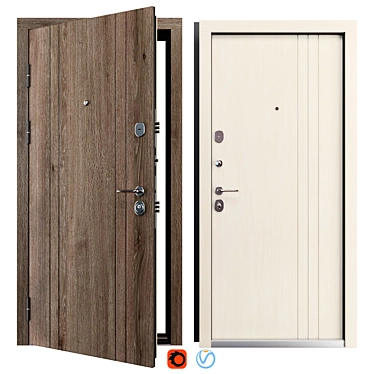 Double Lock Metal Door Hanover 3D model image 1 