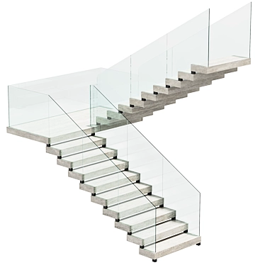 Travertine Stairs: Elegant Ascension 3D model image 1 