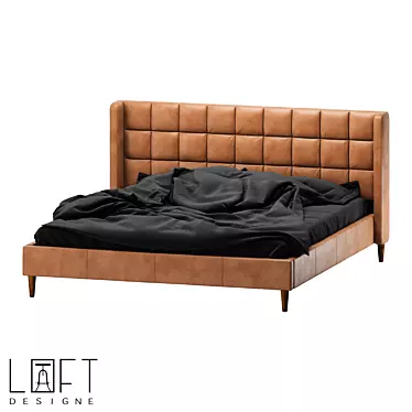 Modern Leather King Bed 180x200 3D model image 1 