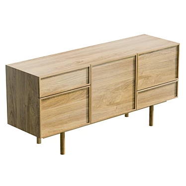 Hubsch Sideboard - Natural Oak 3D model image 1 