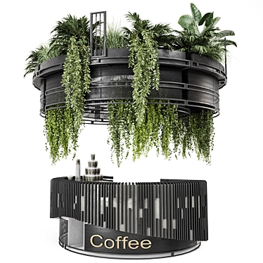 Coffee Reception Desk Plants Set 3D model image 1 