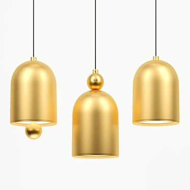 Elegant Gold Bell Pendant Lamp 3D model image 1 