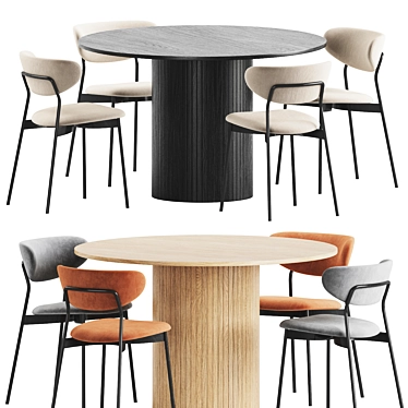 Modern Round Dining Set 3D model image 1 