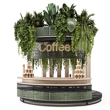 Modern Coffee Station With Plants 3D model image 1 