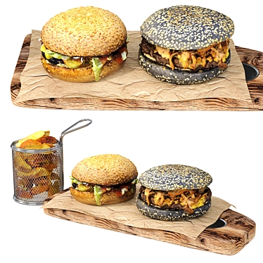 Burger and Potato Kit 3D model image 1 