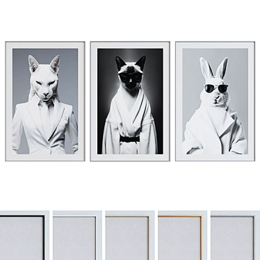 Animal Portraits Frame Set - Modern Style 3D model image 1 