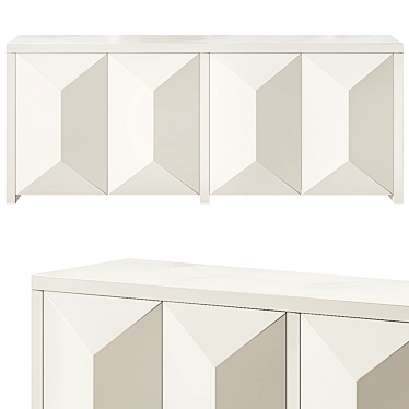 Elegant White Lacquer Credenza 3D model image 1 