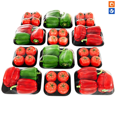 Kitchen Texture-Ready Pepper Tomato Set 3D model image 1 