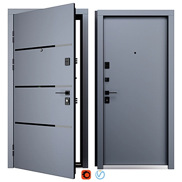 Fort Entrance Metal Door 900x2050mm 3D model image 1 