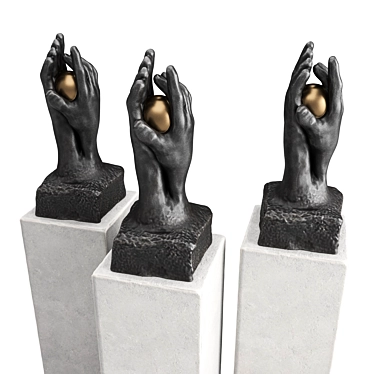 Metal and Plaster Hands Sculpture 3D model image 1 