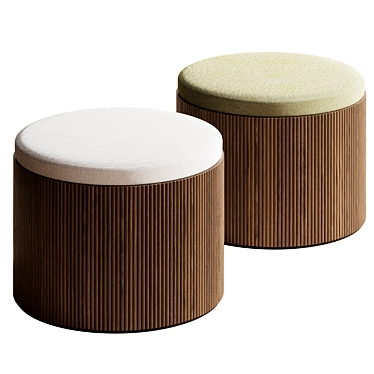 Contemporary Fabric and Wood Drum 3D model image 1 