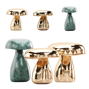 Whimsical Mushroom Stool Trio 3D model image 1 