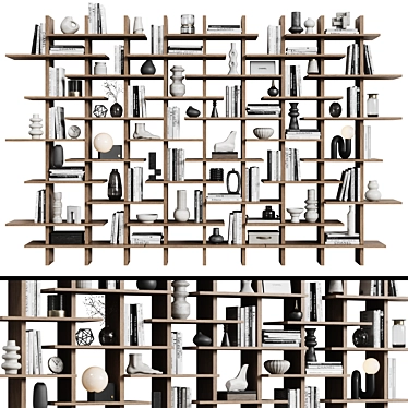 Minimalist Oak Bookshelf 07 3D model image 1 