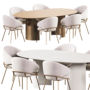 Modern Oval Dining Set 3D model image 1 