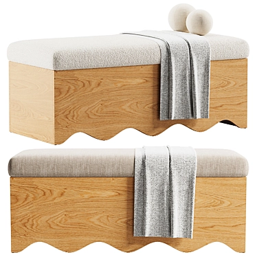 Modern Storage Bench Seat in Millimeters 3D model image 1 