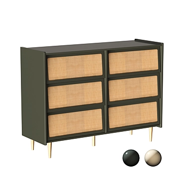 Modern Taga Chest with Rattan Facade 3D model image 1 