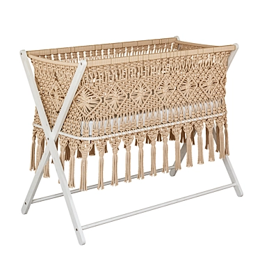 Handmade Macramé Baby Cradle 3D model image 1 