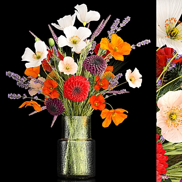 Spring Field Flowers Bouquet Display 3D model image 1 