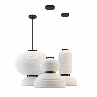 Rice Paper Pendant Light 3D model image 1 