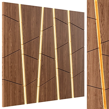 European Oak Diagonal Lit Panel 3D model image 1 