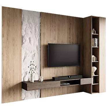 Modern TV Wall Set 3D 3D model image 1 