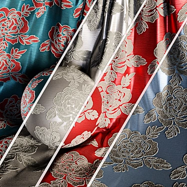 Damask Floral Jacquard Brocade Fabric material (in 4 color themes) -14