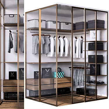 Customizable Wardrobe with Decorative Elements 3D model image 1 