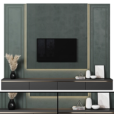 Modular TV Wall Unit Set 3D model image 1 