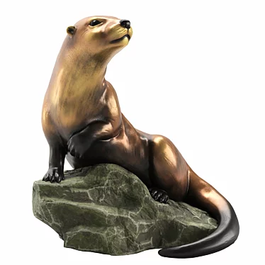 Bronze Otter Garden Sculpture 3D model image 1 