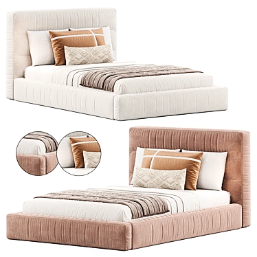 Elegant Hudson Upholstered Bed 3D model image 1 