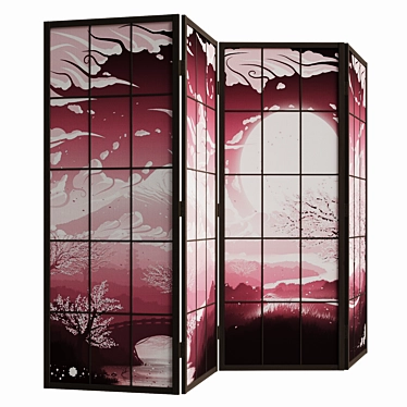 Japanese Style Folding Screen 3D model image 1 