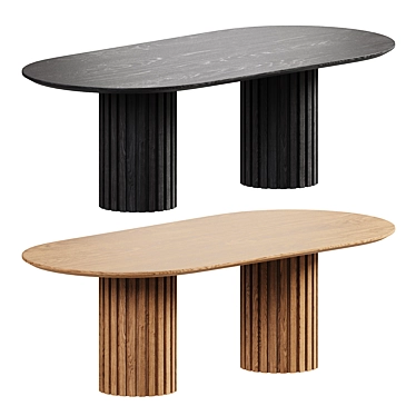 Modern Oak Oval Dining Table 3D model image 1 