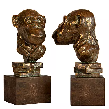 Chimpanzee Sculpture Figurine 3D model image 1 