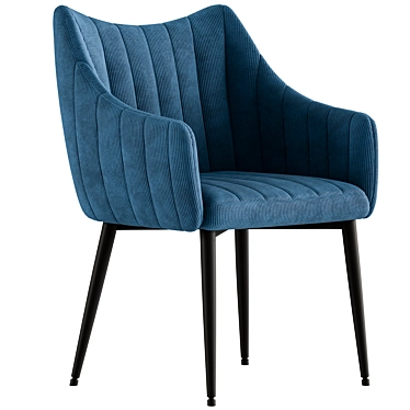 Monte Velvet Armchair with Metal Legs 3D model image 1 