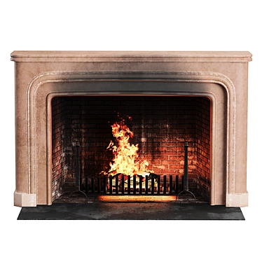 Elegant Wood-Burning Fireplace 3D model image 1 