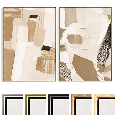 Plaster Dual Photo Frame Set 3D model image 1 