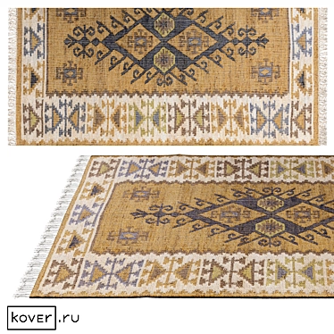 Modern Kilim Natural-Gold Rug 3D model image 1 