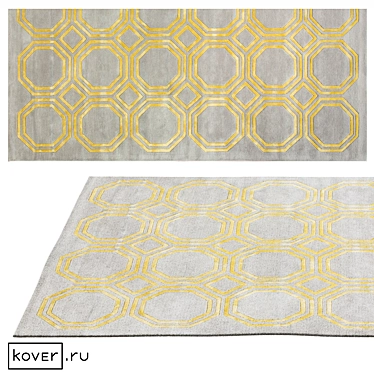 Graphic Art Octagon Rug Grey-Gold 3D model image 1 