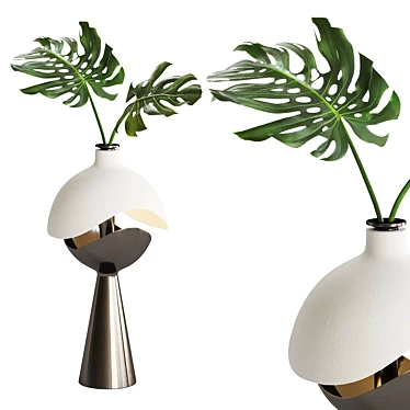 Monstera Leaves in Lit Vase 3D model image 1 